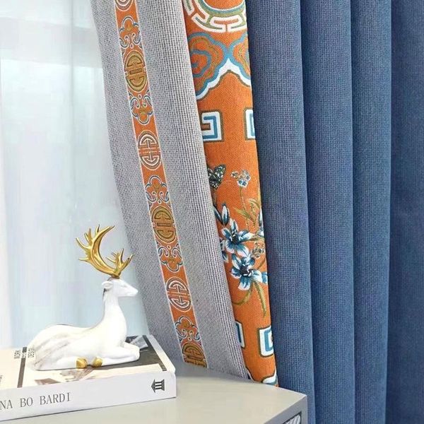 

chinese style cashmere chenille seamless stitching curtains simple for living room bedroom thickened blackout tulle curtain & drapes