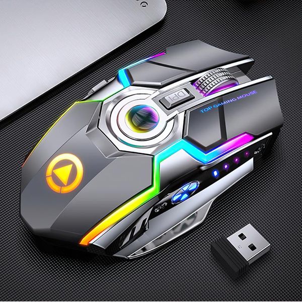 

mice travor 2.4g usb wireless mouse mechanical silent gaming rgb led backlit optical for computer office laptop