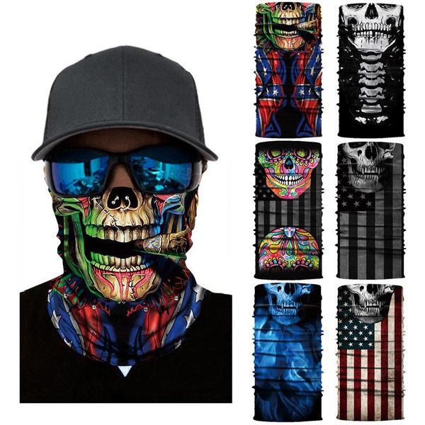 

seamless magic scarf skull clown neck gaiter face cover buffs headwear halloween bandana uv protection headband mascarillas cycling caps & m, Black