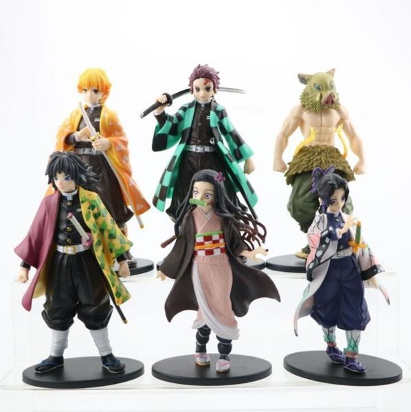 Pacote de caixa Figuras de desenho animado Demon Slayer Lâmina Fogão Portão Tanjirou Nidouzui Heizhisuke Minha esposa Zenyi Mão Escritório Aberdeen Decoração Brinquedo para crianças Presente