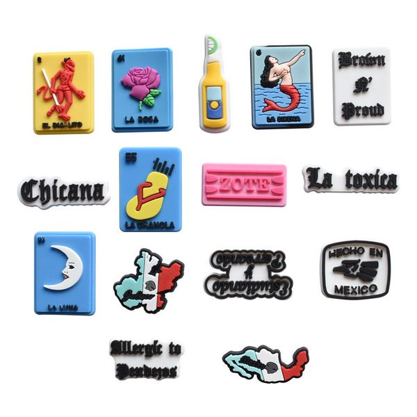 

wholesale mexican style croc charms fit for clog shoes and wristband bracelet decoration, White;pink