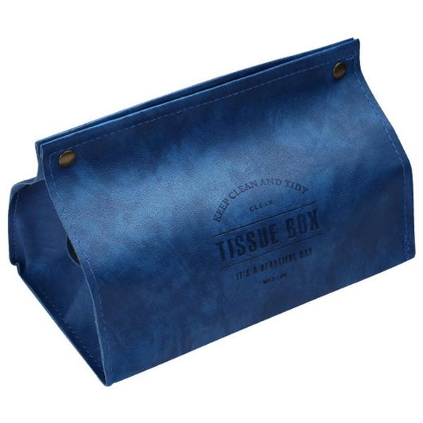 

tissue boxes & napkins pu leather box letter foldable napkin holder rectangular household kitchen paper storage box(blue)