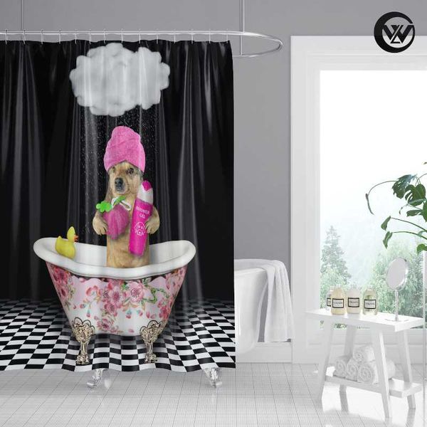 

shower curtains nordic dog bathing in bathtub children bathroom curtain, mildew resistant polyester funny bath curtains/