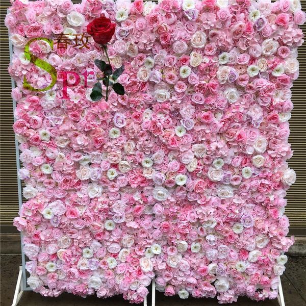 

party decoration spr sale waterproof silk rose hydrangea artificial flower wall for wedding stage backdrop