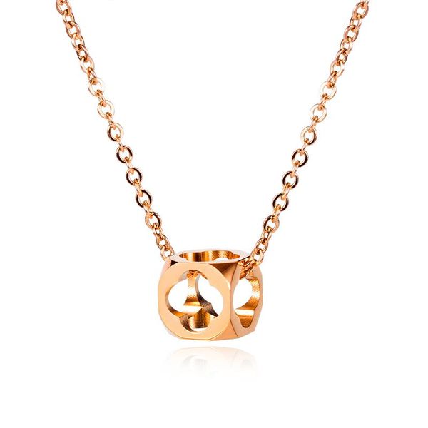 

chains fashion net red hollow flower titanium steel necklace female wild polygon clover clavicle chain, Silver