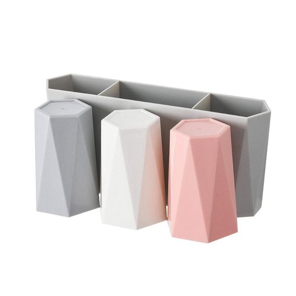 

bathroom storage & organization toothbrush rack with 3pcs cup set toilet suction wall wall-hanging hole-mouthwash
