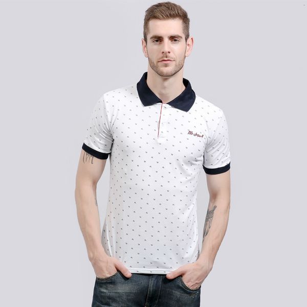

men's polos us size s -xxl summer fashion brand clothing polo shirt slim fit print casual short sleeve social men wholesale 3nhz, White;black