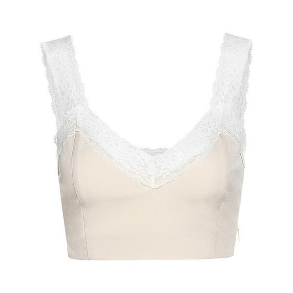 

women's tanks & camis autumn lace trim stitching v-neck halter camisole women, White