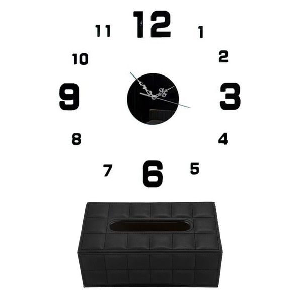 

wall clocks 1 pcs durable home car tissue box & set black clock acrylic 3d diy mirror stickers
