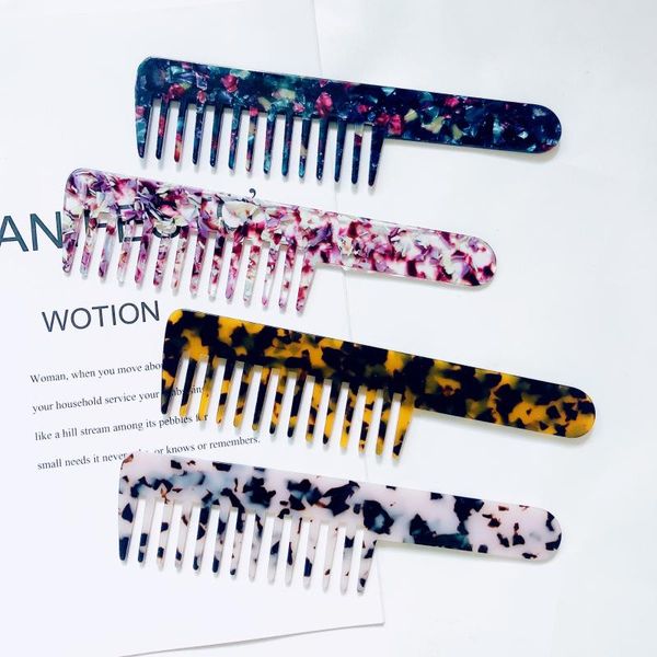 

cellulose long handle hair detangling comb, wide tooth comb for thick curly wavy hair,long detangler wet and dry brushes, Silver