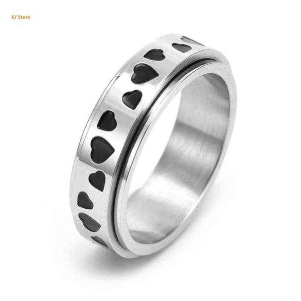 Rotatuble Heart Chilit Ring Rings Cinnner Rings Нержавеющая сталь Findget Band Rings G1125