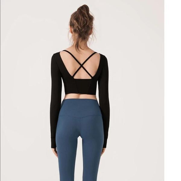 

fitness sportswear yoga long sleeve crop women's shirt female blouse gym training tracksuit clothing bras 1 pc outfit