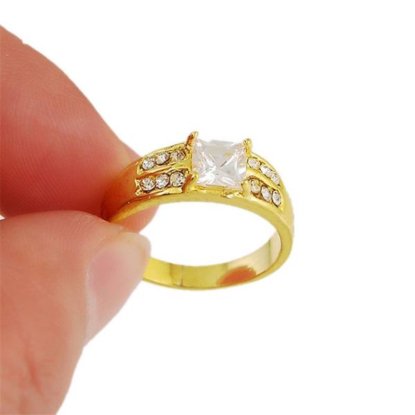 

wedding rings classic designer cz zircon paved engagement for women gold color crystal ring jewelry r025, Slivery;golden