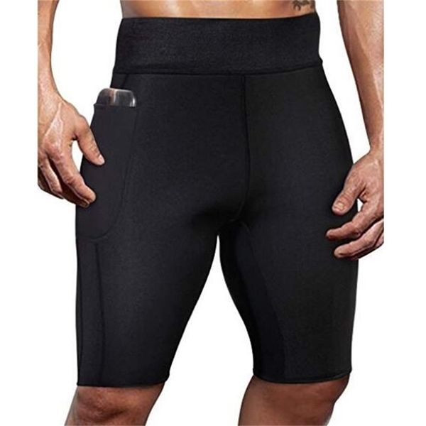 

gym sauna men's tights fitness training high-elastic neoprene compression shorts quick-drying breathable sweatpants men's shorts 2, White;black