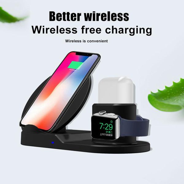 

in 1 qi wireless charger charging dock station stand for mobile phone watch earphone vh99 cell mounts & holders