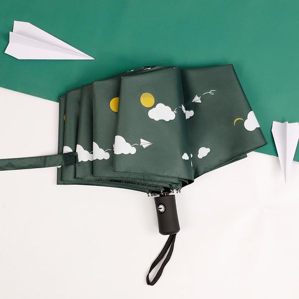 

umbrellas creative child lovely automatic umbrella paper plane student folding sunny parasol men women black coating