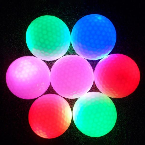 Golf topları 6 renkli led parlayan ışık uzun ömürlü gece sporları