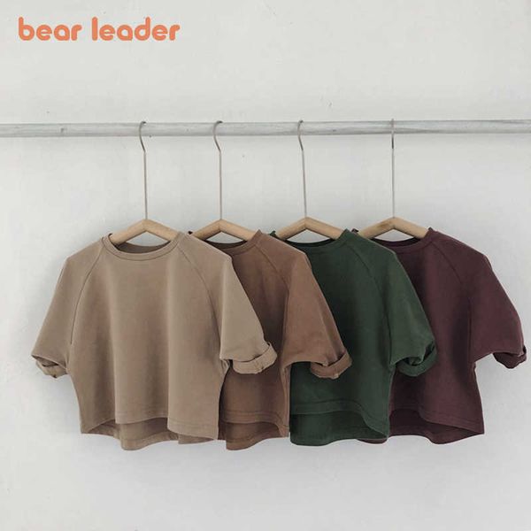 

bear leader korean style spring kids baby t-shirts fashion girls boys solid full long sleeve tees children casual 210708, Blue