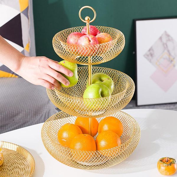 

wrought iron fruit tray living room coffee table multilayer basket creative modern lou household storage snack bottles & jars