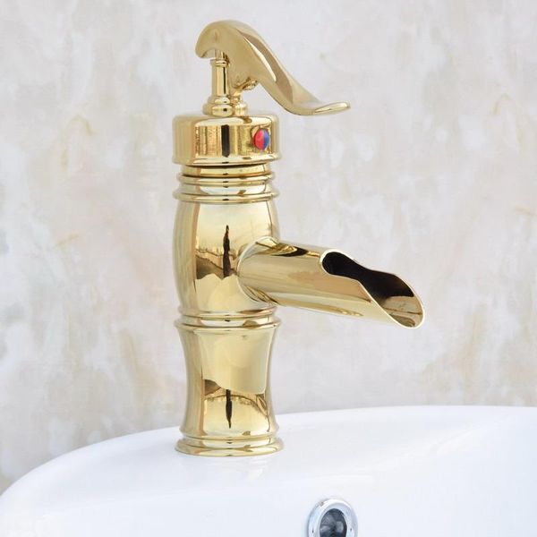 

bathroom sink faucets "water pump look" style polished gold color brass basin mixer tap faucet one hole single handle mgf051