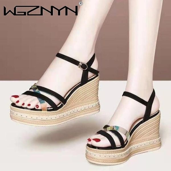 

sandals 2021 fashion style casual female shoes woman summer wedge comfortable ladies flat wedges, Black