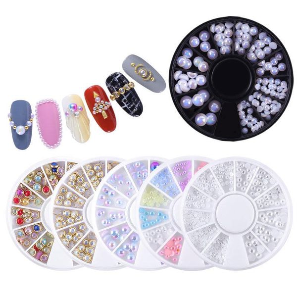 

nail decorations turntable edging pearl ab color disc art, Silver;gold