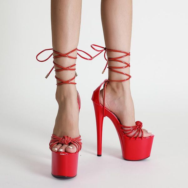 

sandals 17cm yellow shoes cross strappy white high heels red summer night party platform gladiator black soulier femme