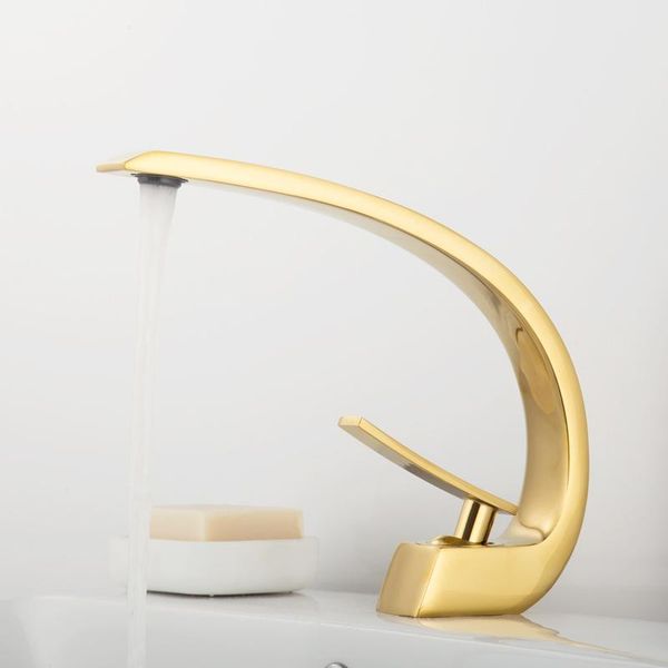 

bathroom sink faucets basin modern mixer tap rose gold washbasin faucet single handle hole and cold waterfall