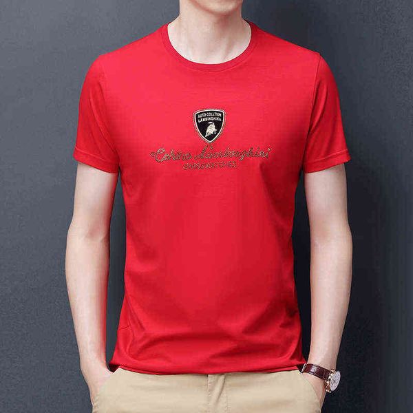 

short summer youth leisure versatile round neck thin t-shirt half sleeve trend bottom coat men's shirt, White;black