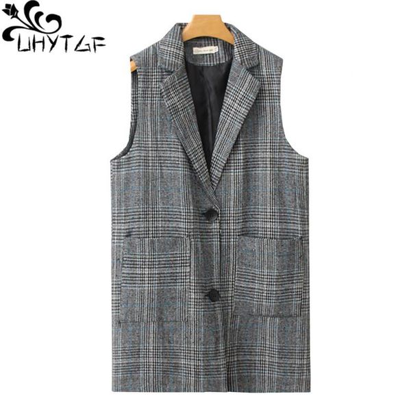 

women's vests uhytgf middle-aged lady spring autumn coat fashion plaid 5xl oversized vest waistcoat sleeveless women gilet femme492, Black;white