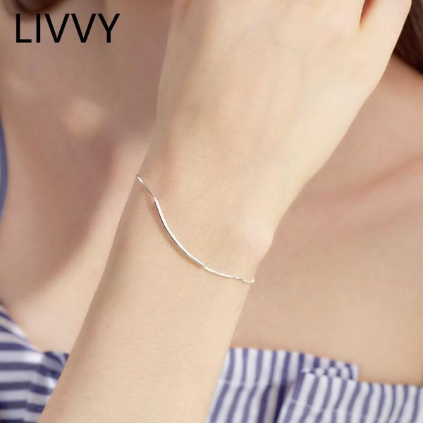 

link, chain livvy simple fashion silver color tube box bracelets & bangles charm women personality weeding brithday gift, Black