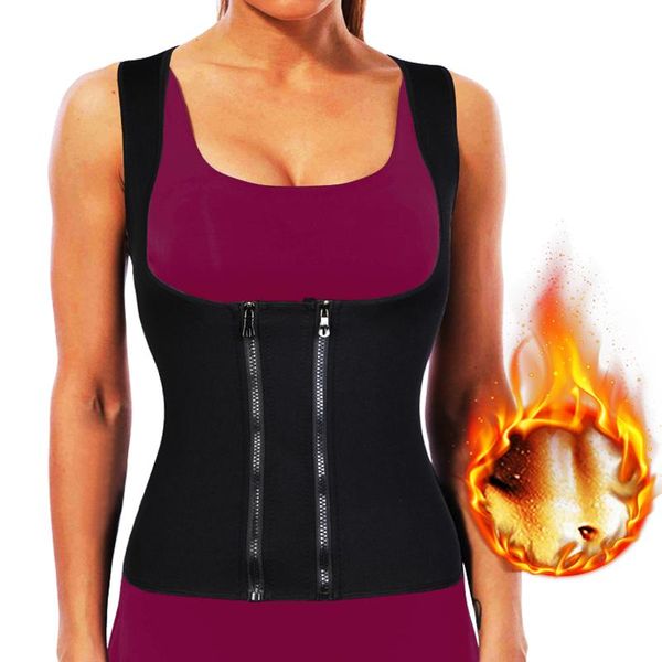 

women's shapers twinso xs thermal underwear gym shirt waist trainer slim body shaper neoprene sauna vest women double zipper sport shap, Black;white