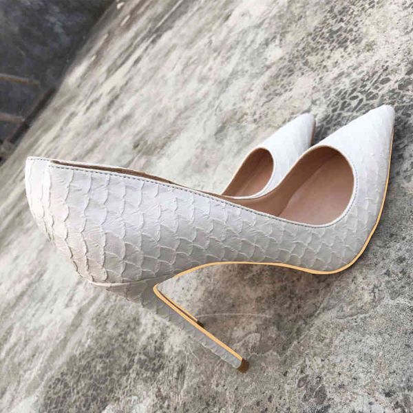 

dress shoes white pumps famous brand designer for women snake's pattern pointed toe high heels 12 cm plus size yg021 roviciya, Black