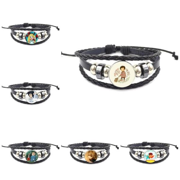 

charm bracelets steam punk jewelry with glass cabochon black leather bracelet bangle for women choker child and, Golden;silver