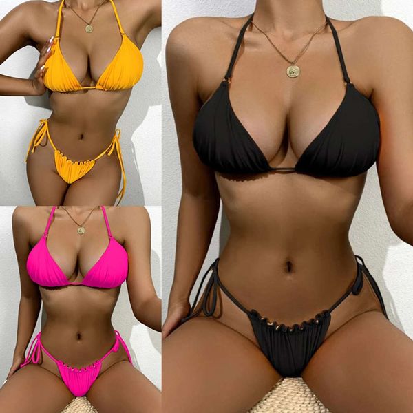 

the bikini multi color bikini printed bandage women's swimsuit, White;black