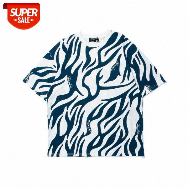 

mansclot zebra pattern letter print round neck short-sleeved t-shirt male half-sleeved #kj5f, White;black