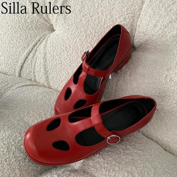 

dress shoes 2021 autumn thick sole cut out mary jane woman round toe genuine leather one strap for women, Black