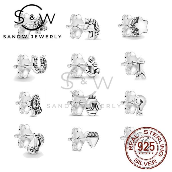 

original 1: 1s925 sterling silver jewelry single earrings cute animal inlaid with zircon, a simple and stylish gift stud, Golden;silver