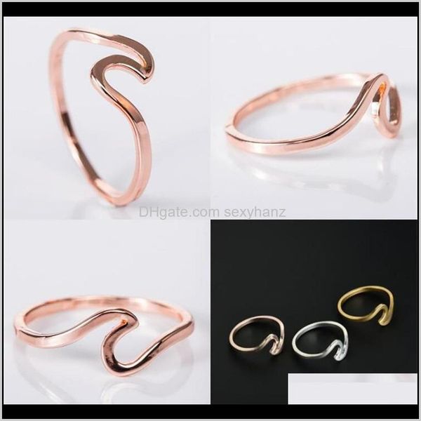 

band rings jewelry drop delivery 2021 925 sterling sier fashion summer beach wave ring for women size 5 6 7 8 9 10 125 u2 nebsm, Silver
