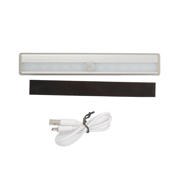 

1pc 10led usb motion sensor night light wireless wall lamp cabinet pir closet