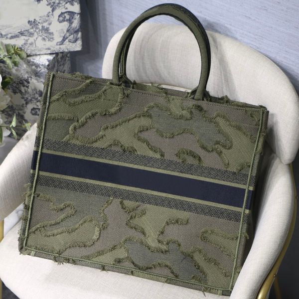 

large capacity famous designer book tote shopping bags for women lady oblique canvas womens fashion embroidered green camouflage denim handb