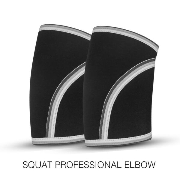 

7mm elbow sleeves neoprene weightlifting pad protector powerlifting dumbells arm brace gym fitness sports safety & knee pads, Black;gray