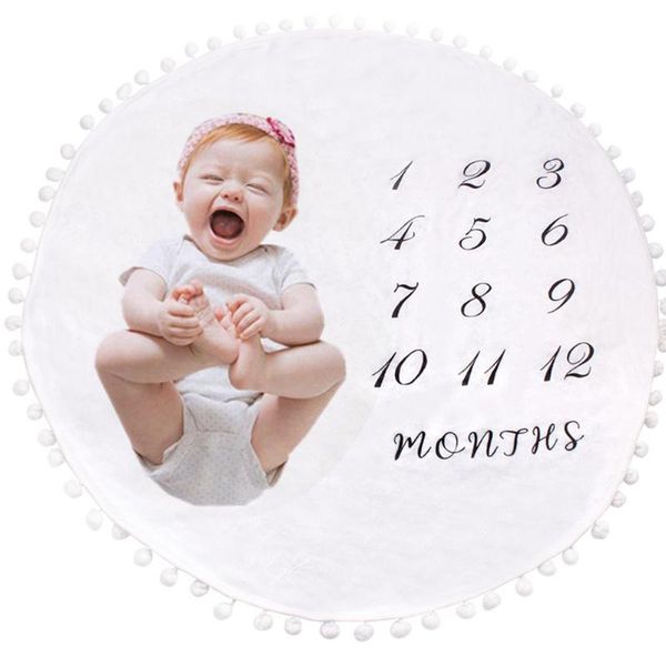 

blankets & swaddling blanket pography background cloth rug mat infant baby milestone calendar round tassel play mats backdrop