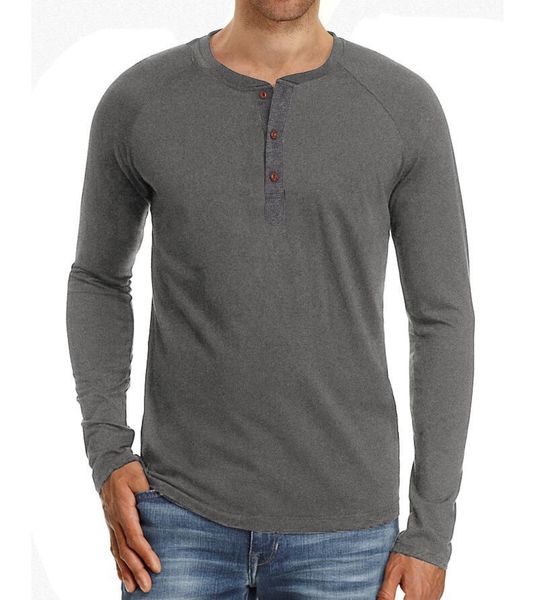 

new designer t shirts fashion mens button long sleeve asian size t-shirts casual solid color tee, White;black