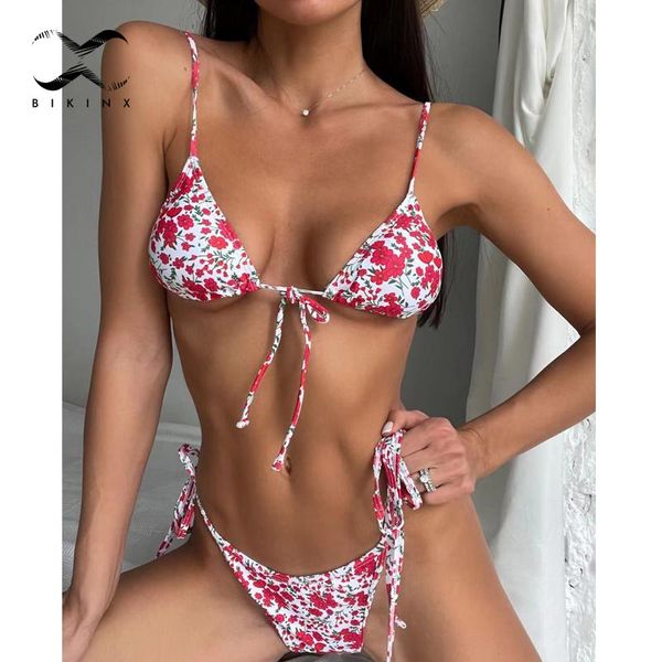 

women's swimwear 2021 string triangle micro bikini set red print swimsuit swimming suit high cut female bathing swim, White;black