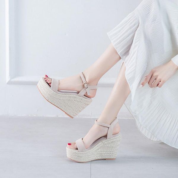 

dress shoes 2021 summer high heel button girls wedges sandals, Black