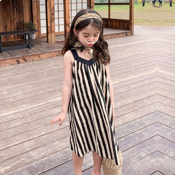 

girl's dresses girls summer fashion dress japan south korea striped sweet princess 2-7 years old beibei high-quality child clothing, Red;yellow