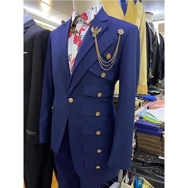 

men's suits & blazers latest design dark blue asymmetrical men wedding groom prom tuxedo blazer terno masculino slim fit 2 pieces jacke, White;black
