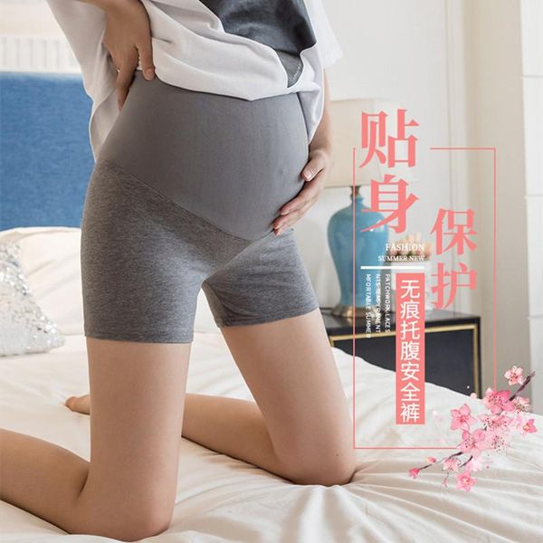 

summer soft thin modal maternity short legging seamless yoga belly underpants clothes for pregnant women pregnancy home bottoms, White