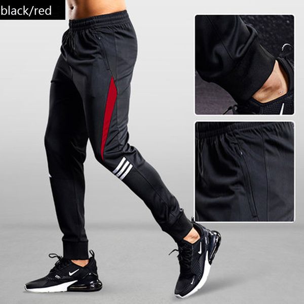 

sport pants men running pants with zipper pockets training and joggings fitness pants sportwear for men, Black;blue